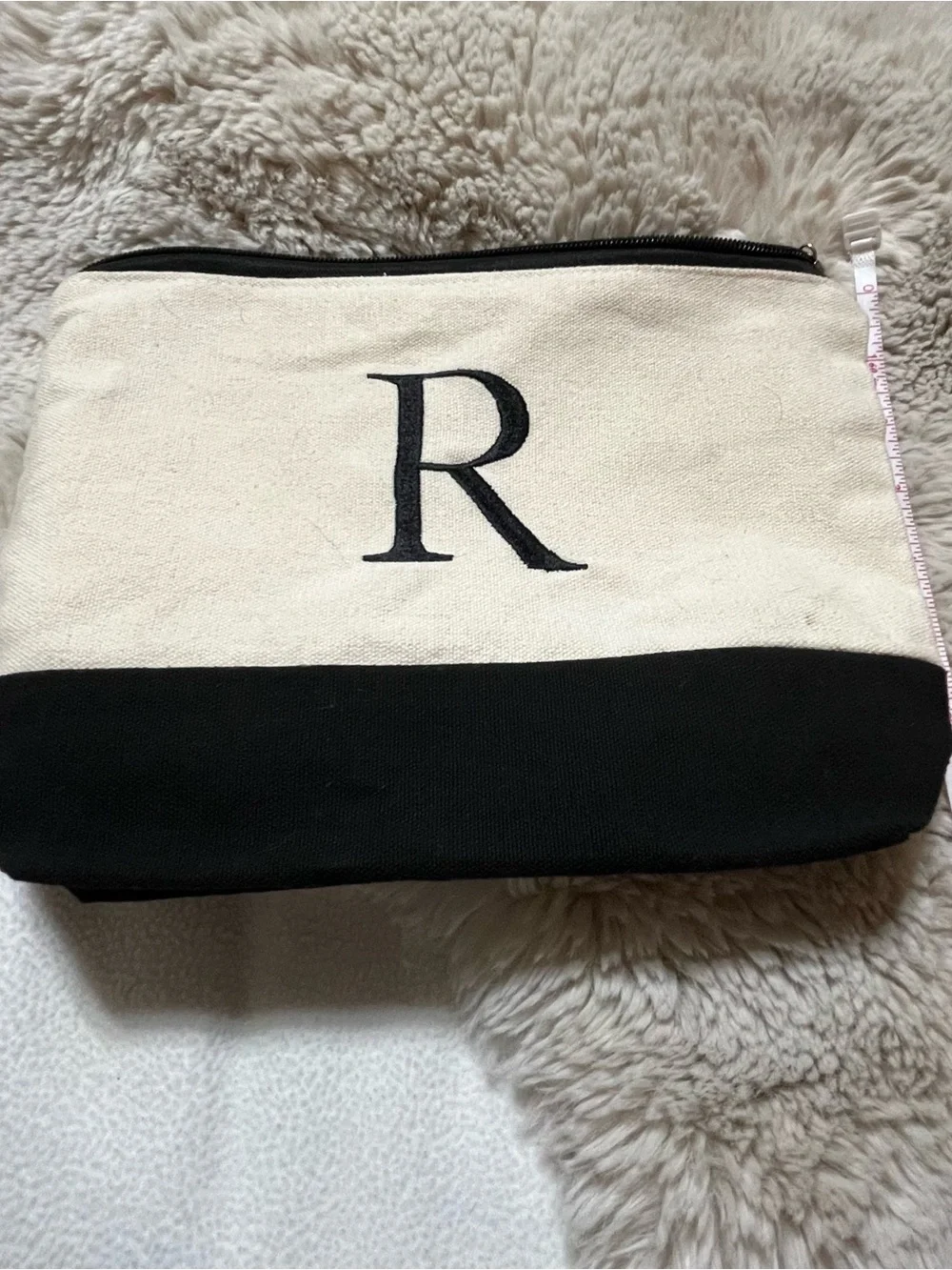 Canvas Monogram Pouch with Black Accent - 'R'